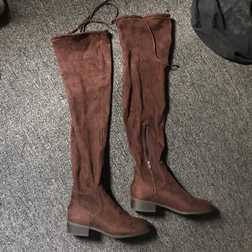 Thigh high dark brown boots